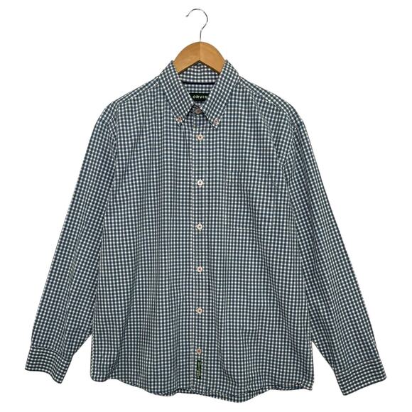 Orvis Shirt Mens Large Blue White Gingham Button Down Active Fit Classic Style - Picture 1 of 15